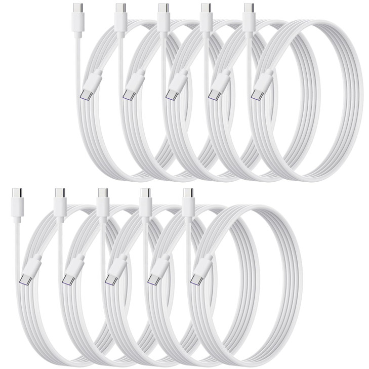 weishan 10Pack USB C Charger Cable Multipack PD 48W Fast Charge USBC to Type C Bulk Charging Cords White 33ft