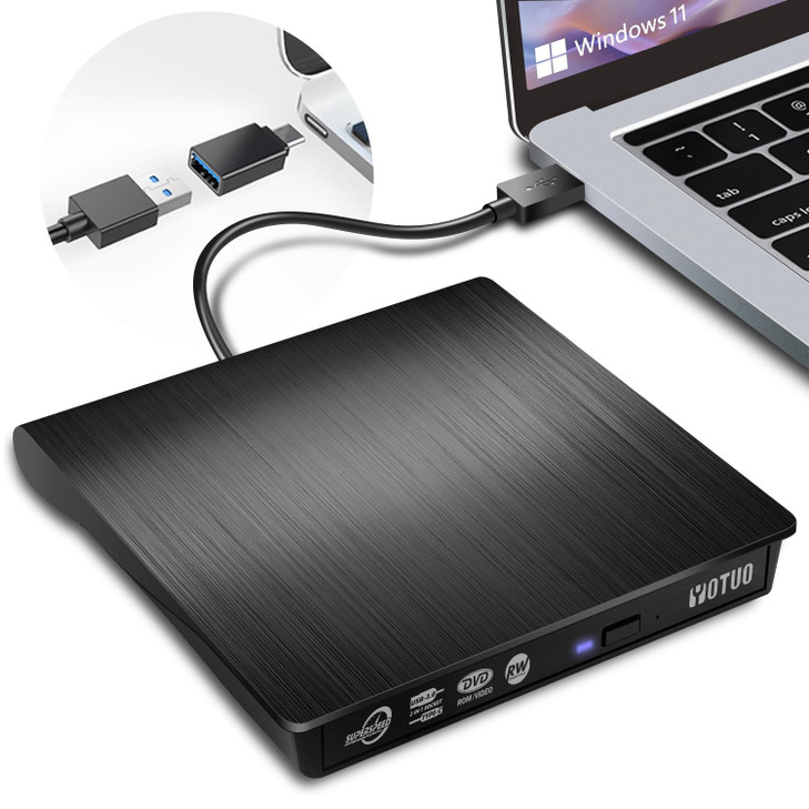 YOTUO External CDDVD Drive Portable USB 30 USBC CD RW Drive DVD Player DVD Burner for Laptop Desktop Compatible with Win