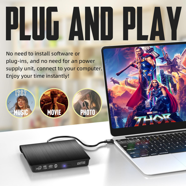 YOTUO External CDDVD Drive Portable USB 30 USBC CD RW Drive DVD Player DVD Burner for Laptop Desktop Compatible with Win