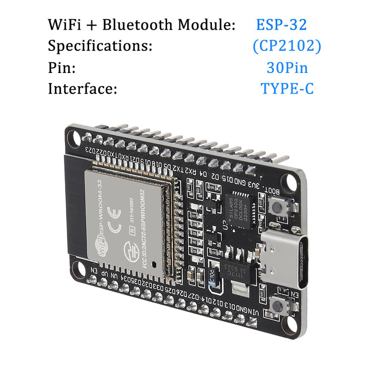 AITRIP 3PCS Type c 30pins CP2102 ESPWROOM32 ESP32 ESP32S Development Board 24GHz DualMode WiFi Bluetooth Dual Cores Micr