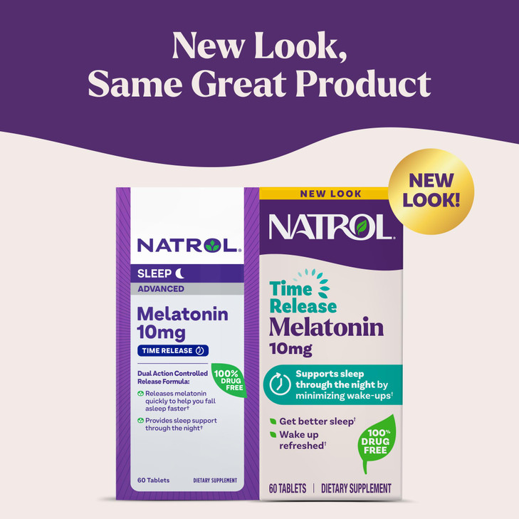 Natrol Melatonin 10mg Time Release Tablets, Sleep Dietary Supplement for Restful Sleep, 60 Melatonin Time Release Tablets, 60 Servings