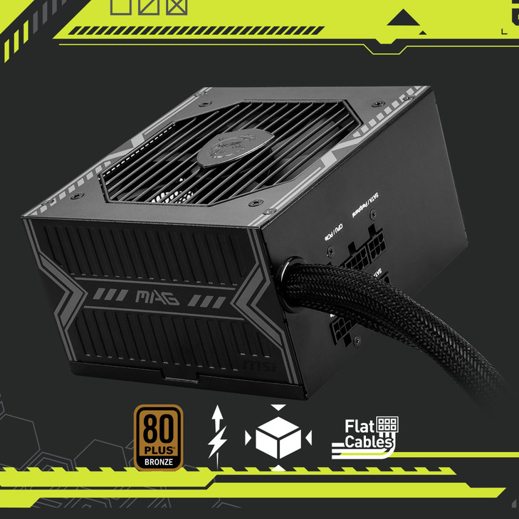 MSI MAG A650BE SemiModular Compact 650W ATX Power Supply 80 Bronze LowNoise Fan Active PFC Design 5 Year Warranty
