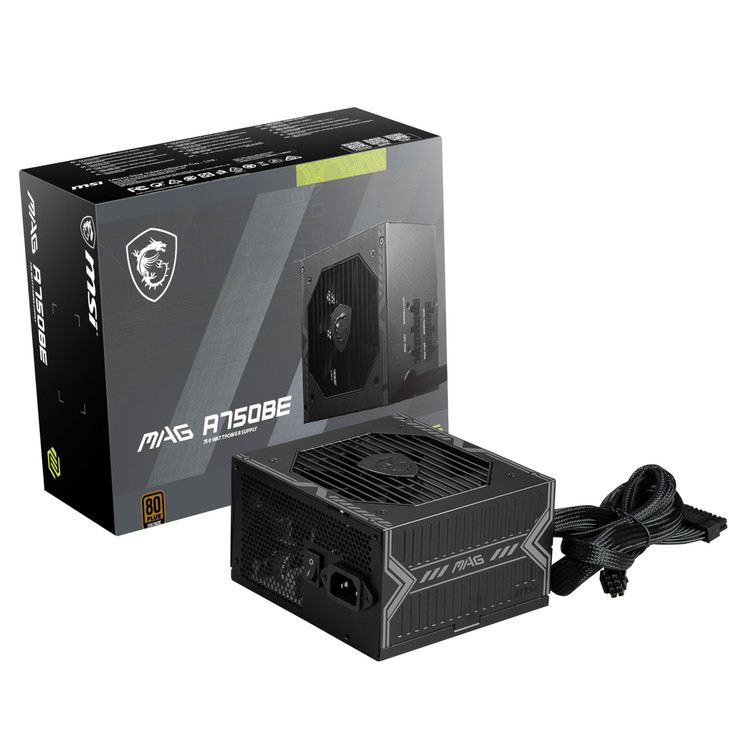 MSI MAG A750BE SemiModular Compact 750W ATX Power Supply 80 Bronze LowNoise Fan Active PFC Design 5 Year Warranty