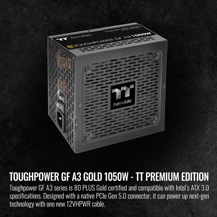 Thermaltake Toughpower GF A3 1050W True 600W 12VHPWR Connectors on PSU NVIDIA RTX 40 Series ATX 30PCIE 50 80 Gold SLICro