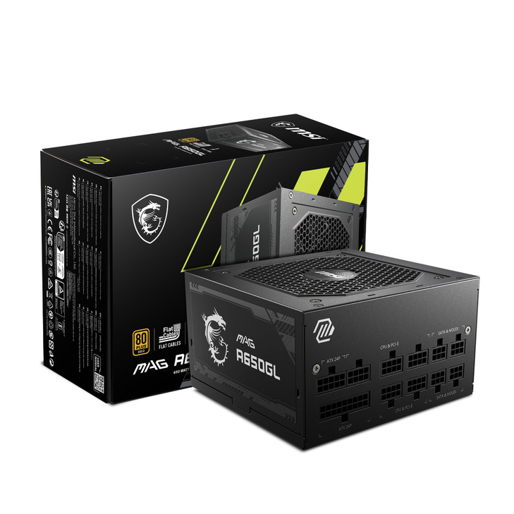 MSI MAG A650GL Fully Modular Compact Gaming 650W Power Supply 80 Gold ATX PSU 10 Year Warranty