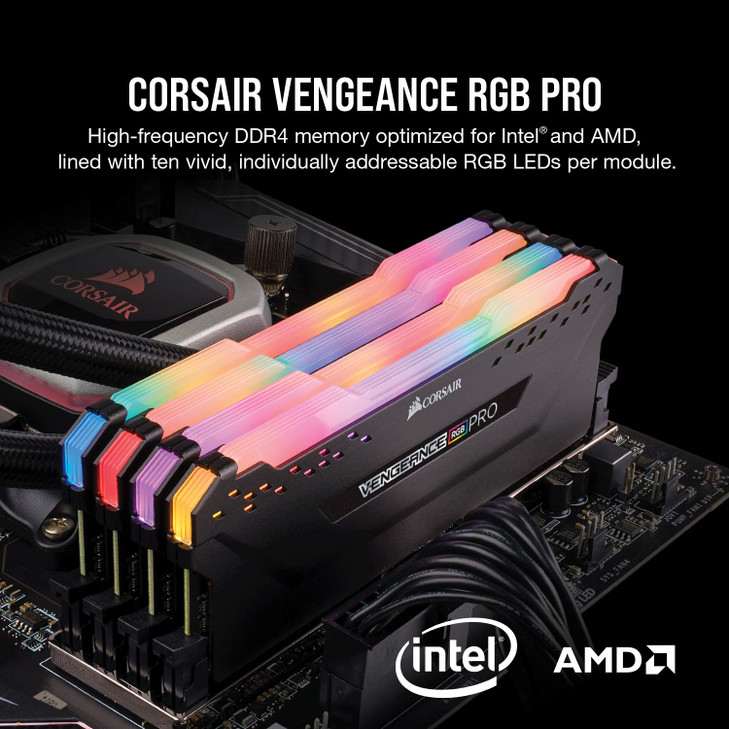CORSAIR Vengeance RGB PRO DDR4 RAM 32GB 2x16GB 3600MHz CL18222242 135V Intel AMD Desktop Computer Memory Black CMW32GX4M