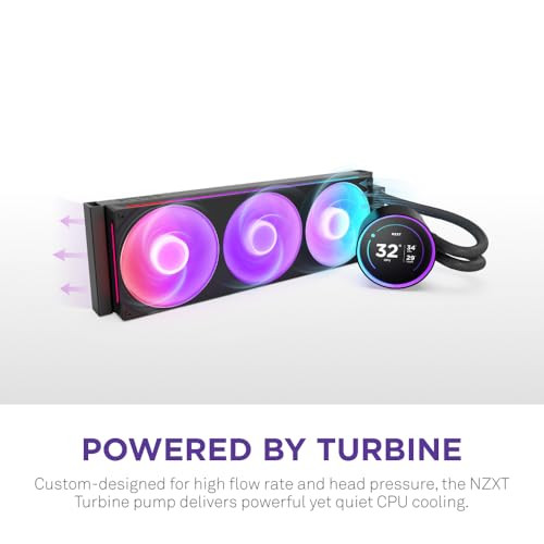 NZXT Kraken Elite 360 RGB 2024 AIO CPU Liquid Cooler 360mm Radiator F360 RGB Core Fan Customizable 272 IPS LCD NZXT Turb