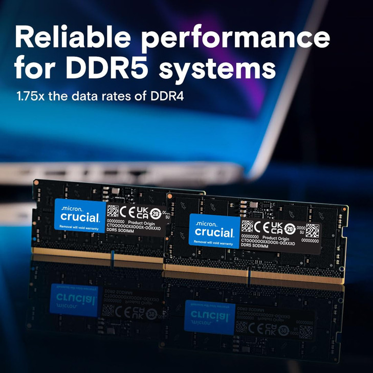 Crucial 32GB DDR5 RAM 5600MHz or 5200MHz or 4800MHz Laptop Memory SODIMM 262Pin Compatible with 13th Gen Intel Core and