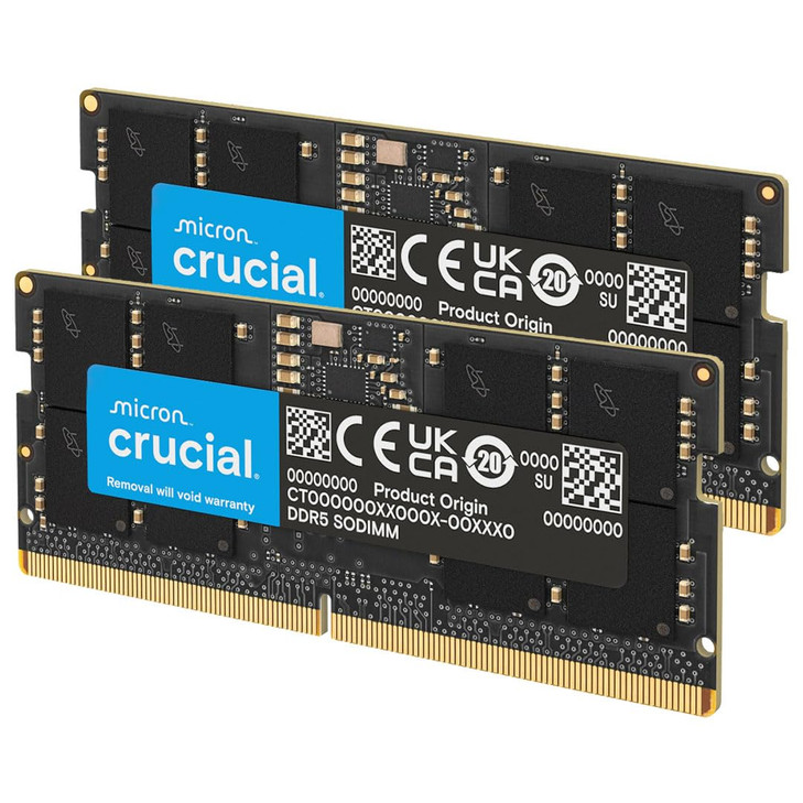 Crucial 32GB DDR5 RAM Kit 2x16GB 4800MHz CL40 Laptop Memory Compatible with Intel 12th Gen and AMD Processors CT2K16G48C