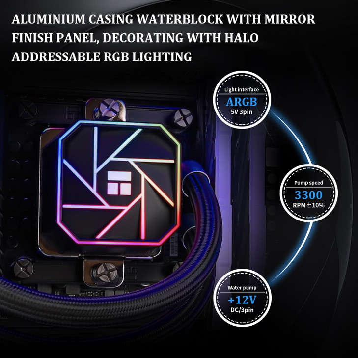 Thermalright Aqua Elite 240 V3 Water Cooling CPU Cooler Double PWM ARGB Fans with SFDB BearingsEfficient PWM Controlled