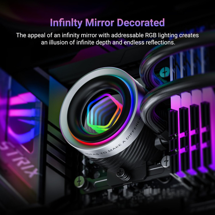 IDCOOLING FX360 INF 360mm Liquid CPU Cooler AIO Cooler with ARGB Infinity Mirror Effect 3x120mm DaisyChained Fans LowNoi