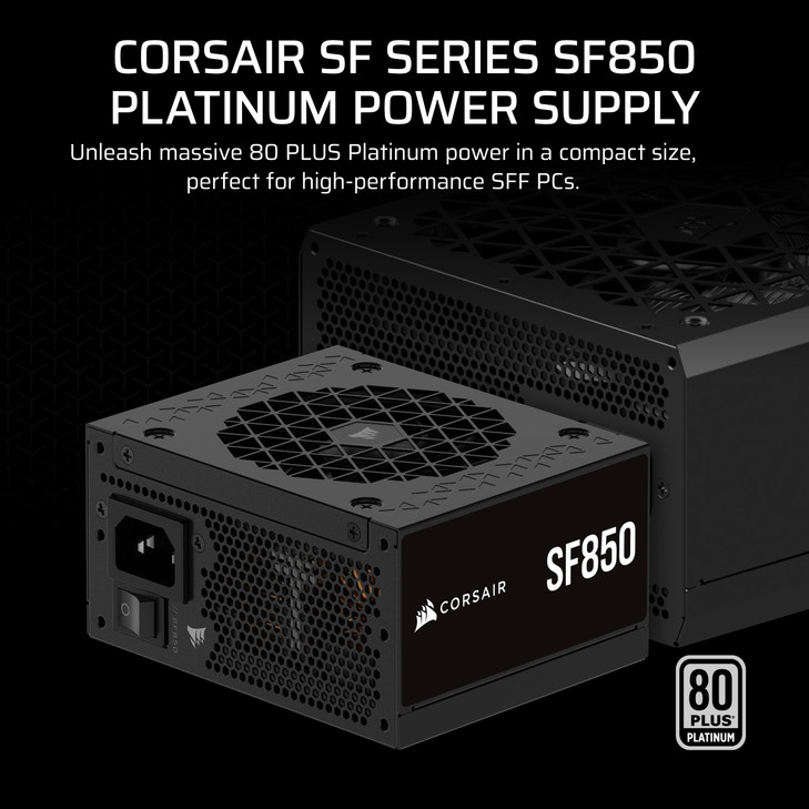 CORSAIR SF850 2024 Fully Modular SFX Low Noise 80 Plus Platinum Power Supply ATX 31 Compliant PCIe 51 Ready Small Form F