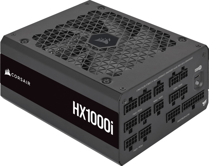 Corsair HX1000i Fully Modular UltraLow Noise ATX Power Supply ATX 31 PCIe 51 Compliant Fluid Dynamic Bearing Fan CORSAIR
