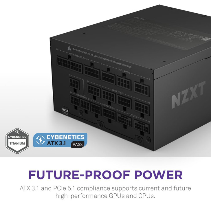 NZXT C1500 Platinum ATX 31 Fully Modular LowNoise PC Gaming Power Supply 1500 Watts 80 Plus Platinum Dual 12V2x6 Connect