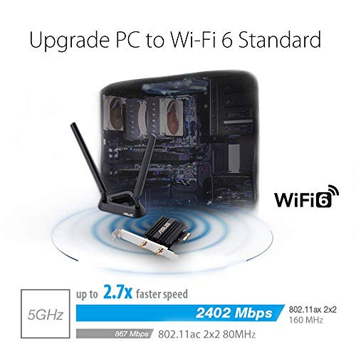 ASUS AX3000 PCEAX58BT WiFi 6 Dual Band PCIe Wireless Adapter with Bluetooth 50 OFDMA 2x2 MUMIMO WPA3 Security UltraLow L