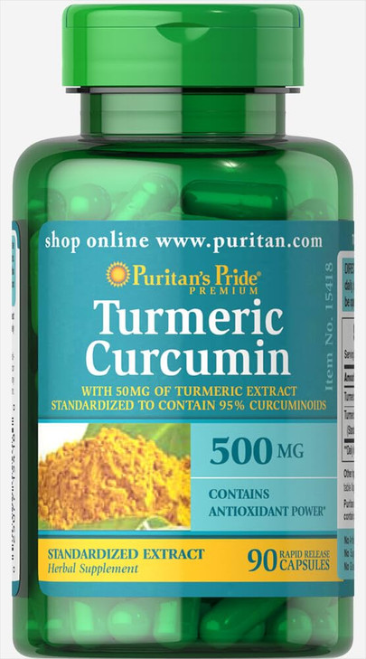 Puritans Pride Turmeric Curcumin 500 Mg Capsules, 90 Count