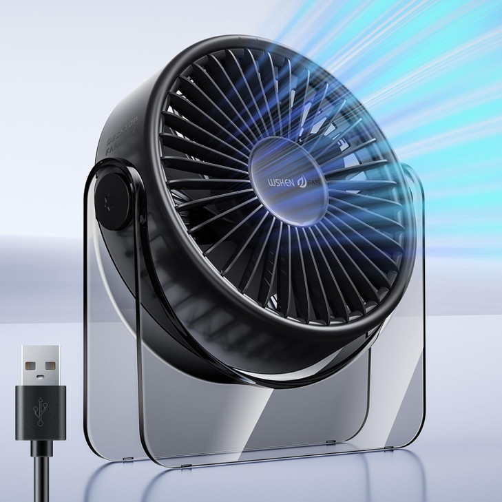 WSKEN USB Small Desk Fan Aesthetic Design Mini But Powerful Portable Ultra Quiet 3 Speeds Wind Desktop Personal Fan for