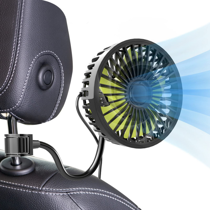 Trustnice USB Car Fan for Backseat Kids 3 Speeds Strong Wind 5V Powerful Quiet Ventilation Car Cooling Seat Fan with Adj
