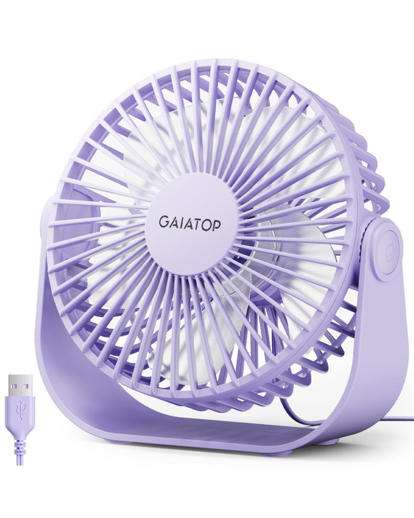 Gaiatop USB Desk Fan 3 Speeds Strong Airflow 55 Inch Portable 90 Rotate Quiet Cooling Small Personal Table Fans for Bedr