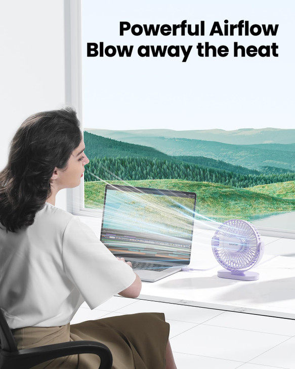 Gaiatop USB Desk Fan 55 Inch Small Quiet Powerful 3 Speeds 90 Rotate Personal Mini Portable Desktop Table Fans Cooling f