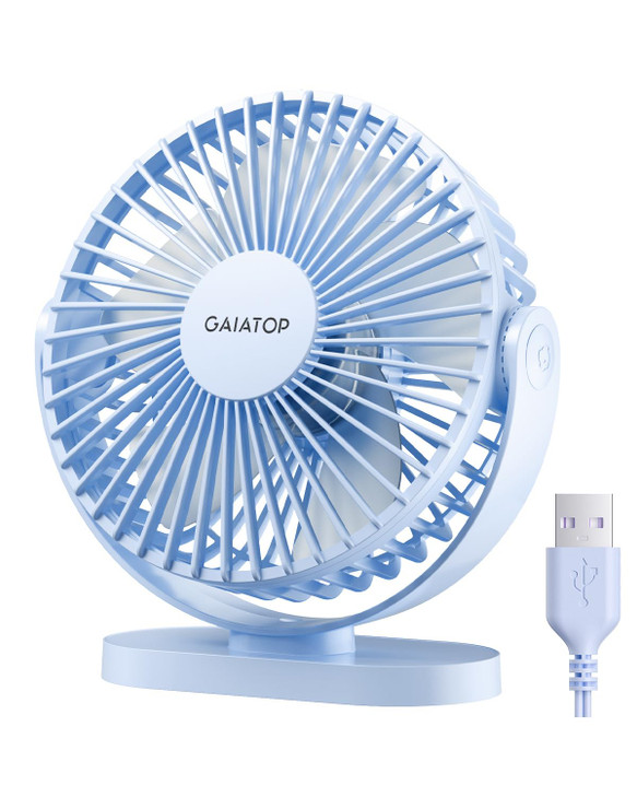 Gaiatop USB Desk Fan 55 Inch Small Quiet Powerful 3 Speeds 90 Rotate Personal Mini Portable Desktop Table Fans Cooling f