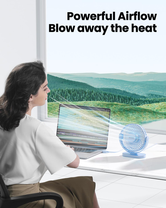 Gaiatop USB Desk Fan 55 Inch Small Quiet Powerful 3 Speeds 90 Rotate Personal Mini Portable Desktop Table Fans Cooling f