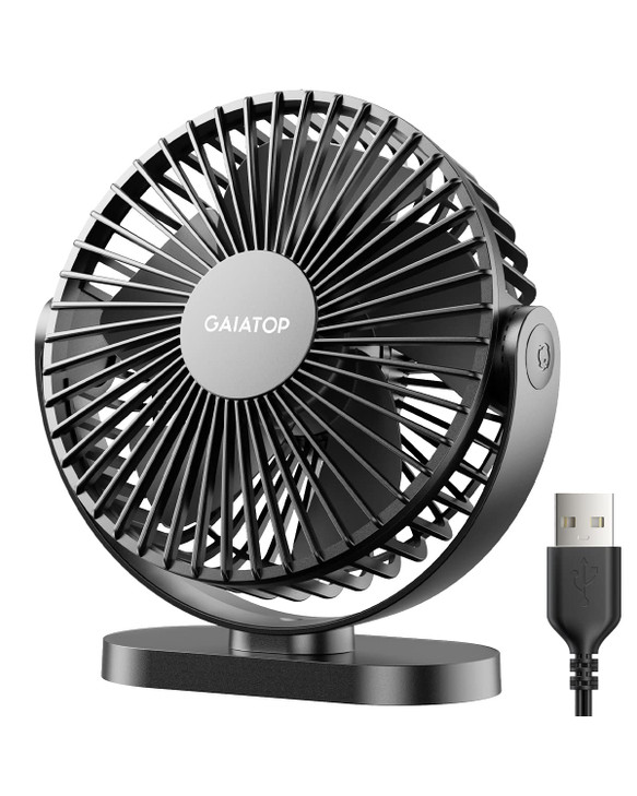 Gaiatop USB Desk Fan 55 Inch Small Quiet Powerful 3 Speeds 90 Rotate Personal Mini Portable Desktop Table Fans Cooling f
