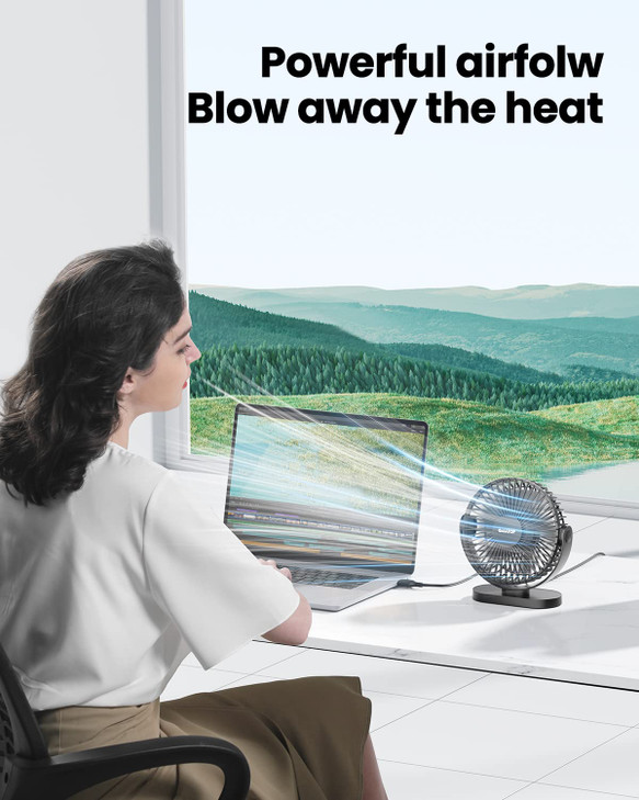 Gaiatop USB Desk Fan 55 Inch Small Quiet Powerful 3 Speeds 90 Rotate Personal Mini Portable Desktop Table Fans Cooling f