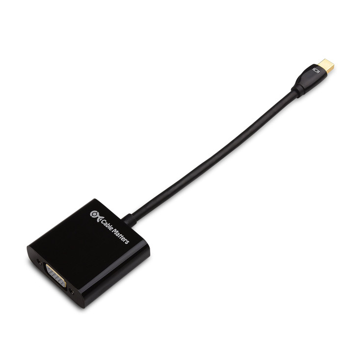 Cable Matters Mini DisplayPort to VGA Adapter Mini DP to VGA in Black Thunderbolt and Thunderbolt 2 Port Compatible