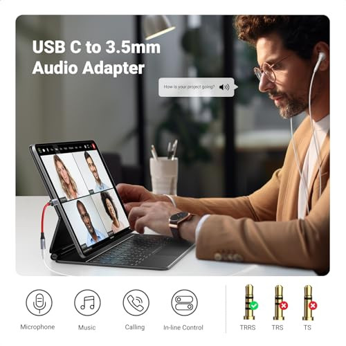 UGREEN USB C to 35mm Audio Adapter Type C to Headphone Aux Jack Dongle 24bit96kHz HiFi DAC Cable Cord Compatible with iP
