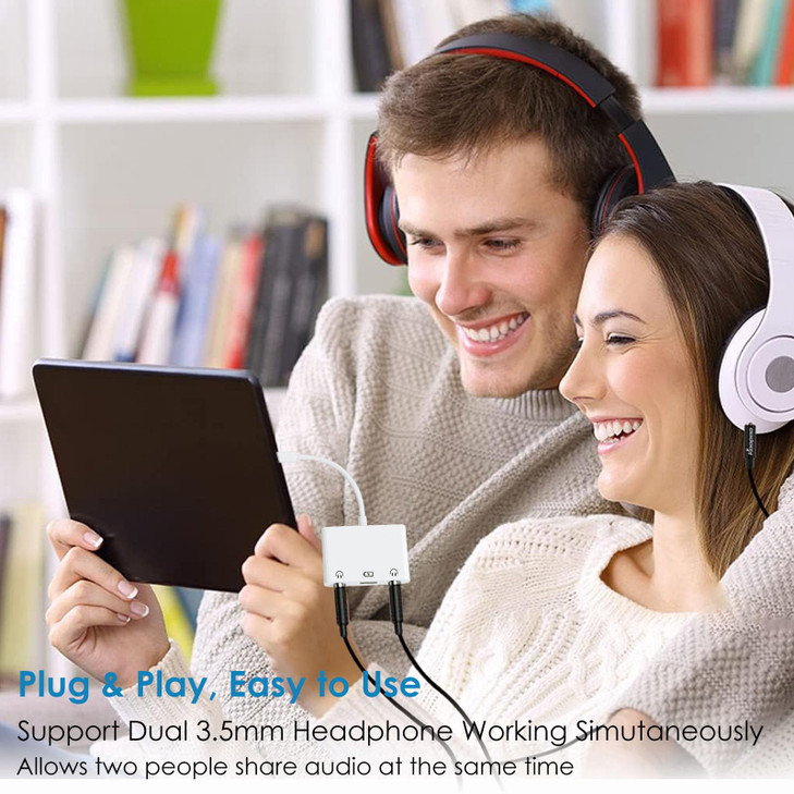USB C to Dual 35mm Headphone Jack Adapter USB C to 35mm Audio Adapter 3 in 1 Aux to USB C Headphone Splitter and Fast Ch