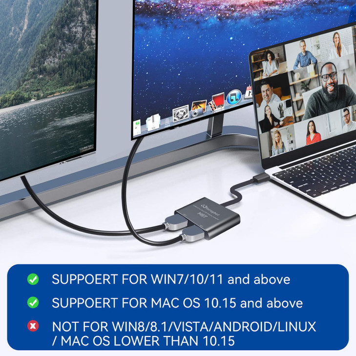 WinRaybot USB to HDMI Adapter for 2 MonitorsUSB30 to Dual hdmi for 3 MonitorsUSB to HDMI with Two HD Displau Supports Ma