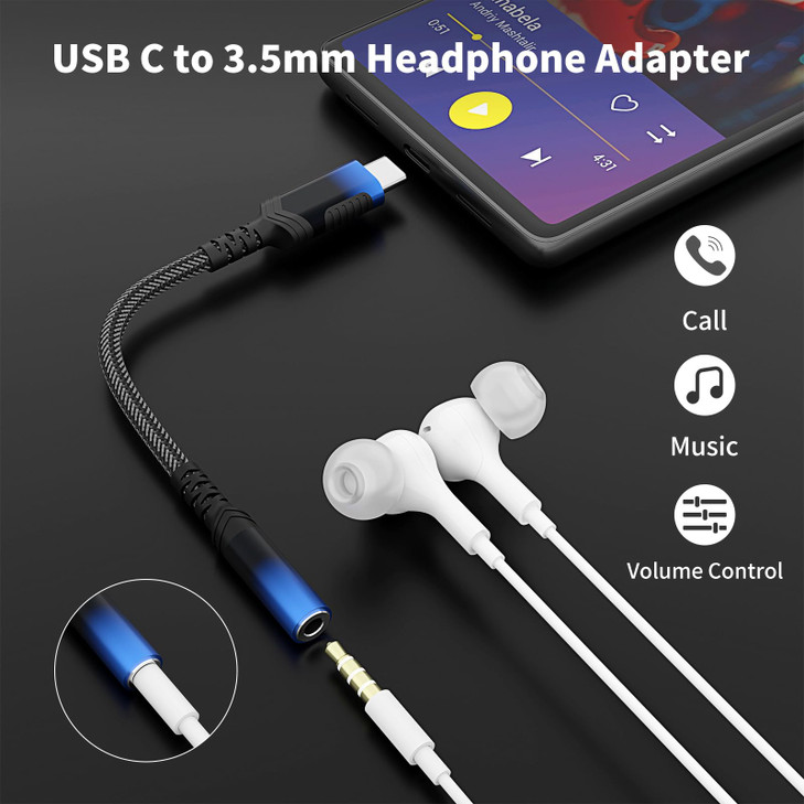 USB Type C to 35mm Female Headphones Jack Adapter for iPhone 17 Air 16 15 Pro Max PlusiPad USB C to Aux Audio Dongle Cab