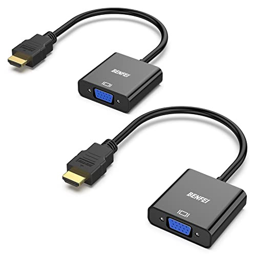BENFEI HDMI to VGA 2 Pack GoldPlated HDMI to VGA Adapter Male to Female for Computer Desktop Laptop PC Monitor Projector