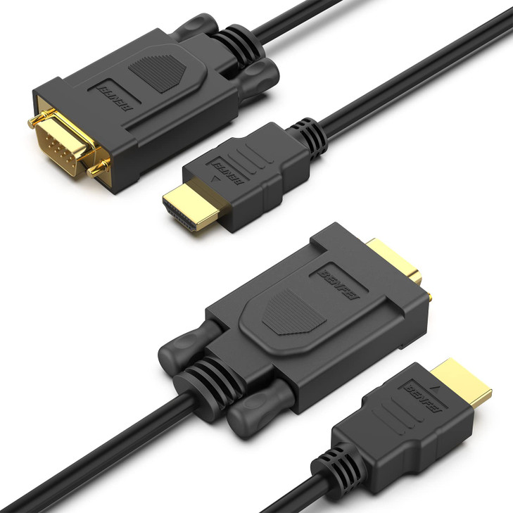 BENFEI 2 Pack HDMI to VGA 6 Feet Cable UniDirectional HDMI Source to VGA Display Cable Male to Male Compatible for Compu