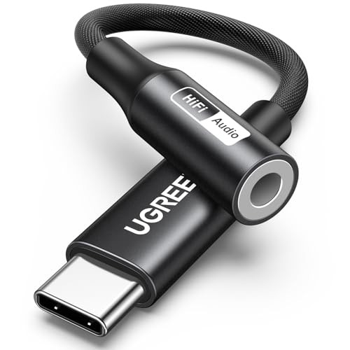 UGREEN USB C to 35mm Audio Adapter HiRes 32bit384KHz USB C to Aux Dongle HiFi Headphone Jack Cable Cord Compatible with