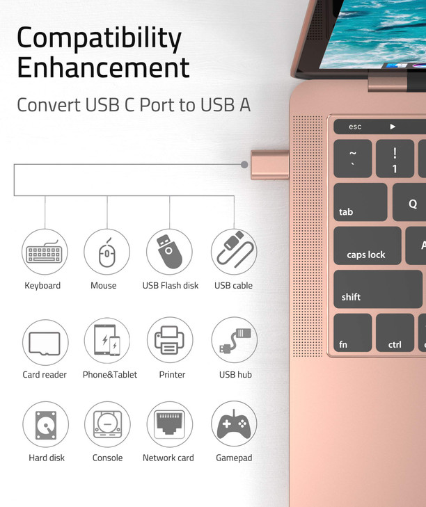 Syntech 2 Pack USB Male to USB3 Female Adapter Compatible with iPhone 17 Pro Max iMac iPad miniPro 2023 Pro MacBook Air