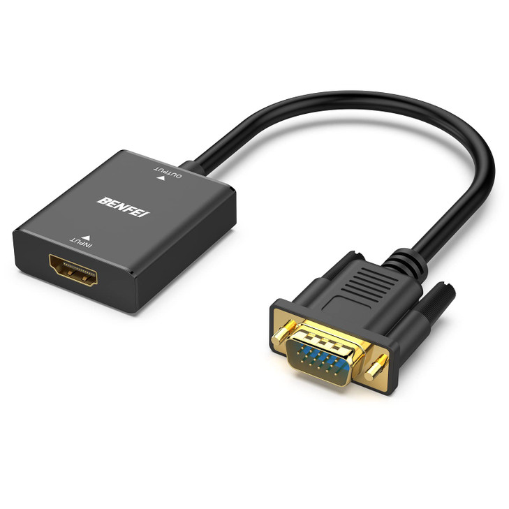 BENFEI HDMI to VGA UniDirectional HDMI Computer to VGA Monitor Adapter Female to Male with 35mm Audio Jack Compatible wi