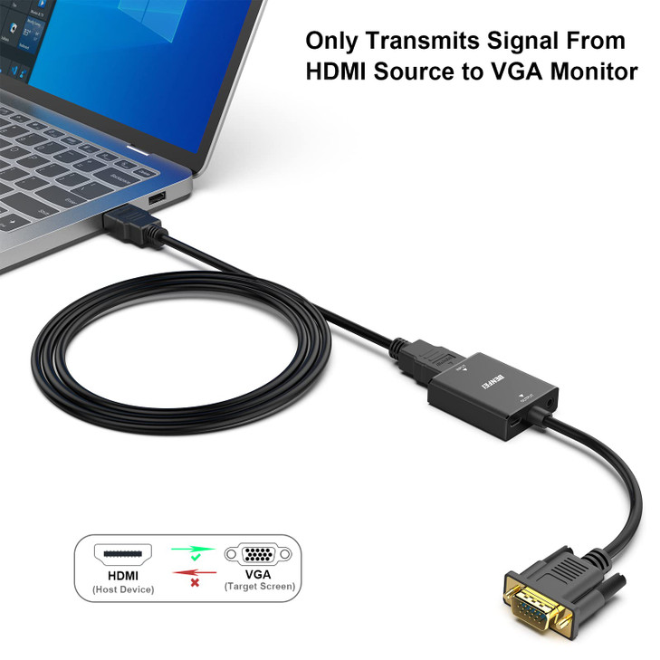 BENFEI HDMI to VGA Adapter Female HDMI Input to Male VGA Output Adapter with 35mm Audio Jack Compatible for TV Stick Com