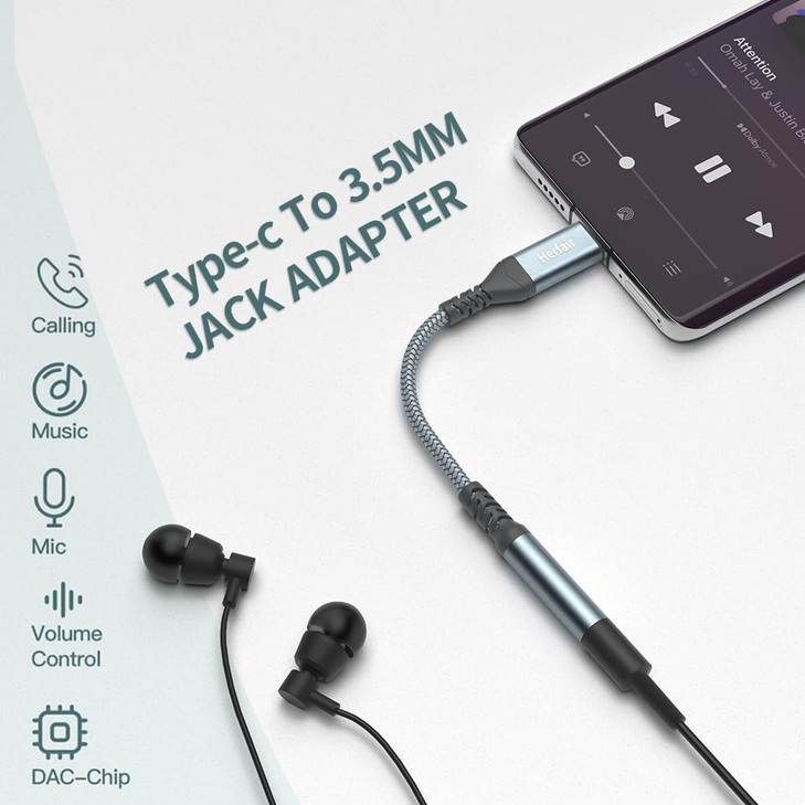 USB C to 35mm JackType C to Headphone Adapter USBC to Car Aux Audio Earphone Speakers Cable Converter Compatible with Sa