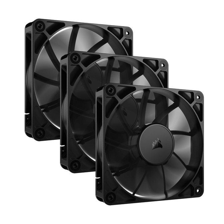 CORSAIR RS120 120mm PWM Fans DaisyChain Connection LowNoise Magnetic Dome Bearing Triple Pack Black