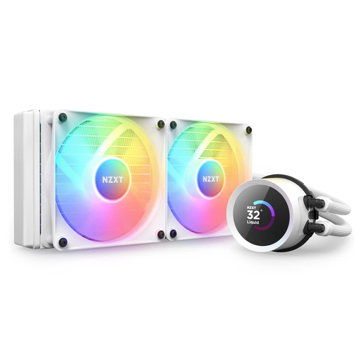 NZXT Kraken 240 RGB 240mm AIO CPU Liquid Cooler RLKR240W1 Customizable 154 Square LCD Display for Images Performance Met