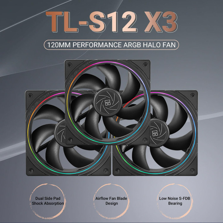 Thermalright TLS12 CPU Fan 120mm Case Cooler Fan Comes with ARGB Lighting EffectPC PWM Silent Computer Fan with 1500RPM