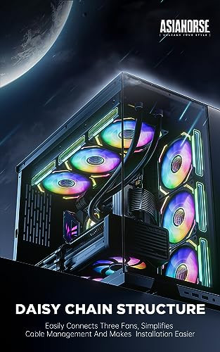 AsiaHorse COSMIQ 120mm PC RGB Fans Computer Case Fans 5V 3PIN Connector Daisy Chain PWM Cooling with Controller for Case