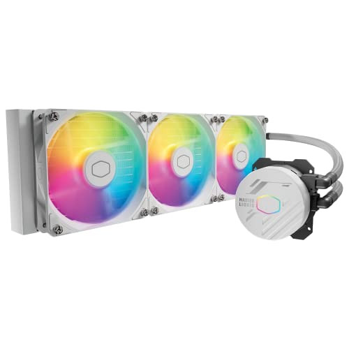 Cooler Master 360L Core White CloseLoop AIO Liquid Cooler Ryzen 9intel 9 Gen S Dual Chamber Pump Quiet 120mm PWM Fan Cus