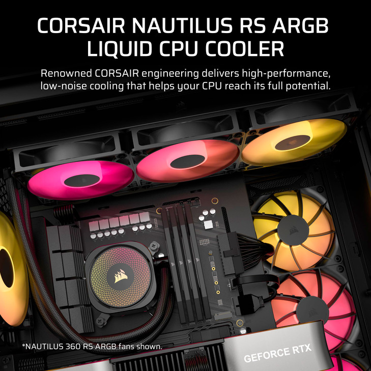 CORSAIR Nautilus 240 RS ARGB Liquid CPU Cooler 240mm AIO LowNoise Direct Motherboard Connection DaisyChain Intel LGA 185