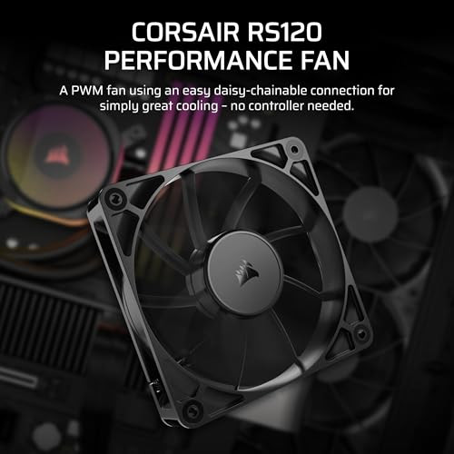 CORSAIR RS120 120mm PWM Fan DaisyChain Connection LowNoise Magnetic Dome Bearing Single Pack Black