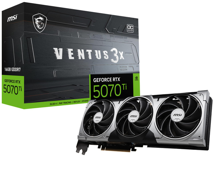 msi Gaming RTX 5070 Ti 16G Ventus 3X OC Graphics Card 16GB GDDR7 256bit Extreme Performance 2497 MHz DisplayPort x 3 21a