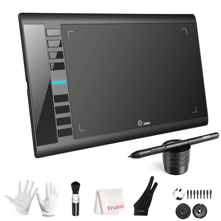 Graphics Drawing Tablet UGEE M708 10 x 6 inch Large Drawing Tablet with 8 Hot Keys Passive Stylus of 16384 Levels Pressu