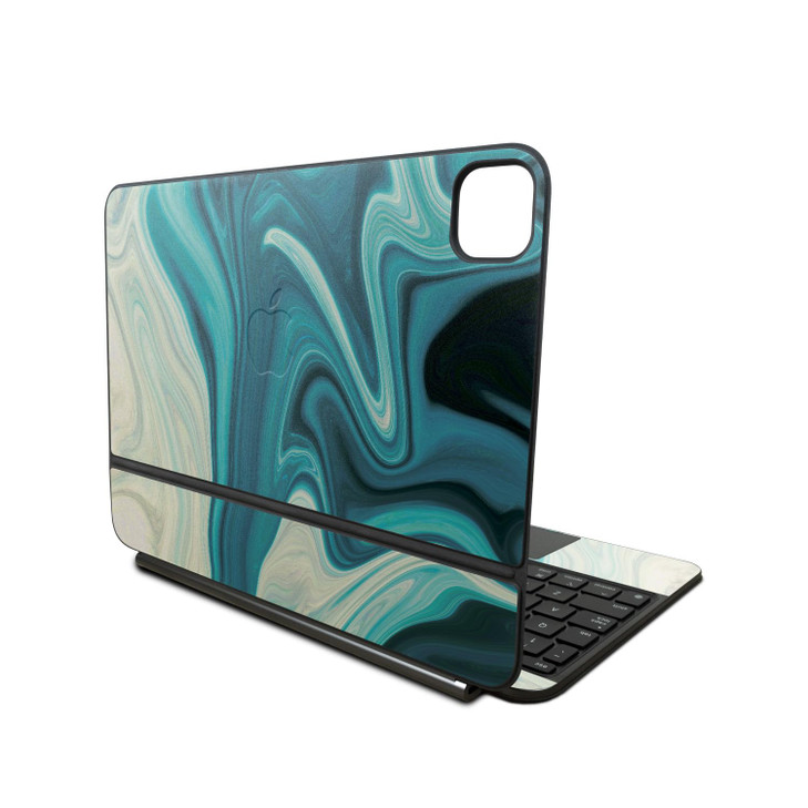 Skin Compatible with Apple Magic Keyboard for iPad Pro 11inch M4 2024 Aqua Swirl Premium 3M Vinyl Protective Wrap Decal